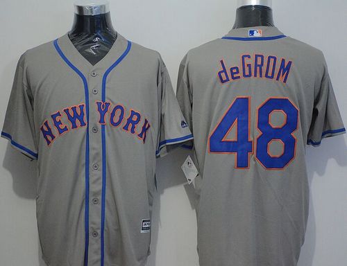 Mets #48 Jacob DeGrom Grey New Cool Base Stitched MLB Jersey - Click Image to Close
